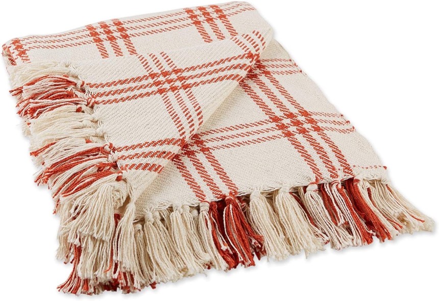 DII Modern Farmhouse Plaid Collection Cotton Fringe Throw Blanket