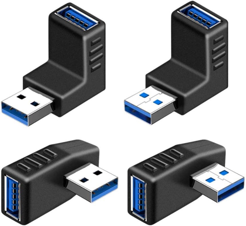 Urtop 4 Pack USB 3.0 Male to Female Angle Adapter